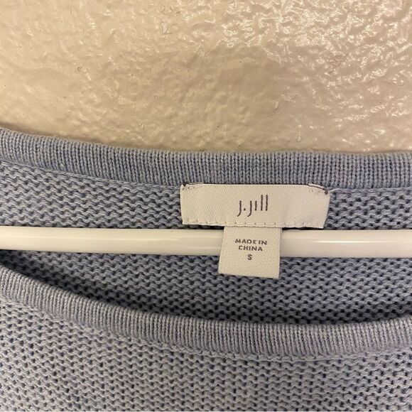 J. Jill light blue long tunic sweater round hem sweater scoop neck waffle knit S - Picture 5 of 7